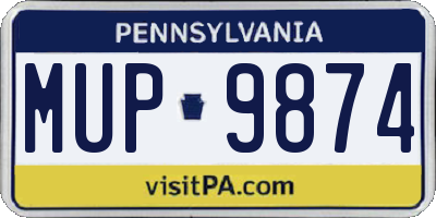 PA license plate MUP9874