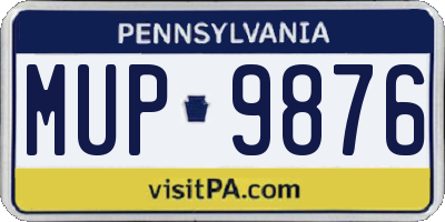 PA license plate MUP9876