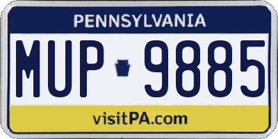 PA license plate MUP9885