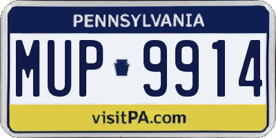 PA license plate MUP9914