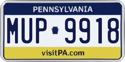 PA license plate MUP9918