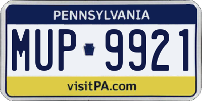 PA license plate MUP9921