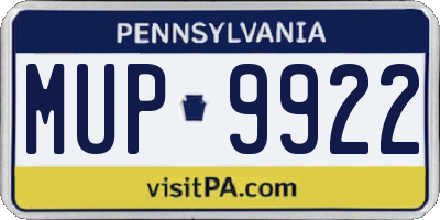 PA license plate MUP9922
