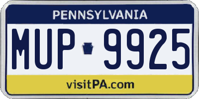 PA license plate MUP9925