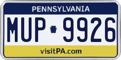 PA license plate MUP9926
