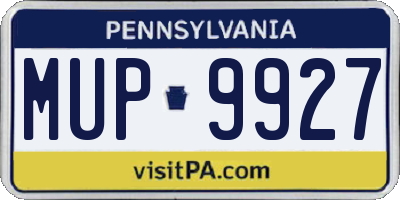 PA license plate MUP9927