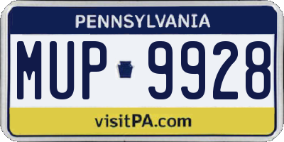PA license plate MUP9928