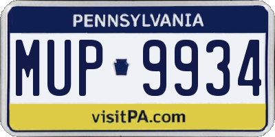 PA license plate MUP9934