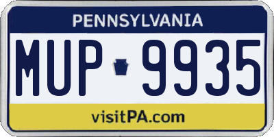 PA license plate MUP9935
