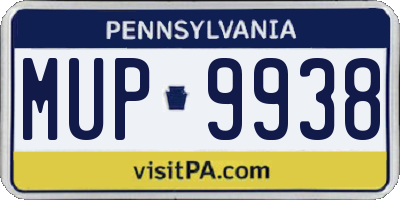 PA license plate MUP9938