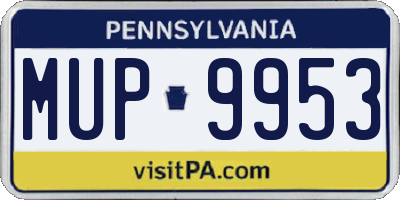 PA license plate MUP9953