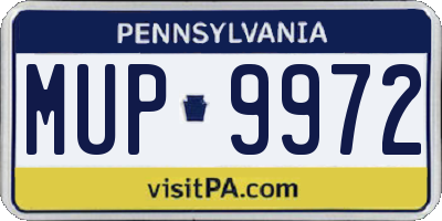 PA license plate MUP9972