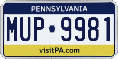 PA license plate MUP9981