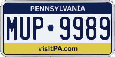 PA license plate MUP9989
