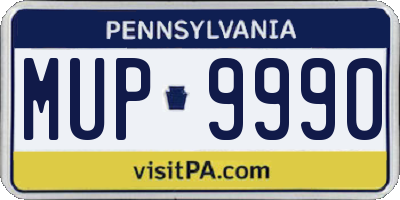 PA license plate MUP9990