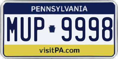 PA license plate MUP9998