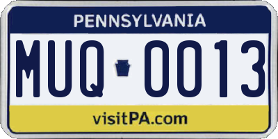 PA license plate MUQ0013