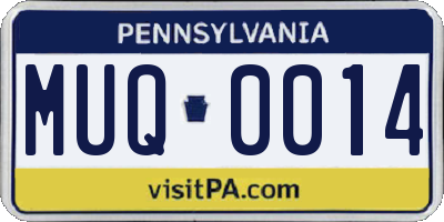 PA license plate MUQ0014