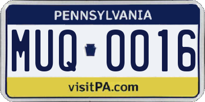 PA license plate MUQ0016