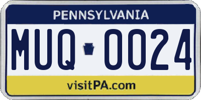 PA license plate MUQ0024
