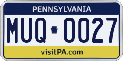 PA license plate MUQ0027