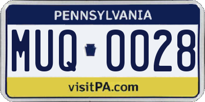 PA license plate MUQ0028