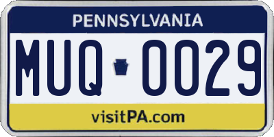 PA license plate MUQ0029