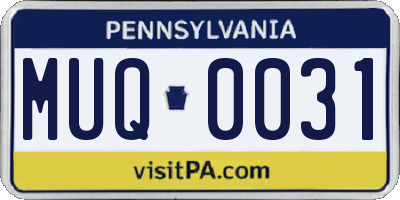 PA license plate MUQ0031
