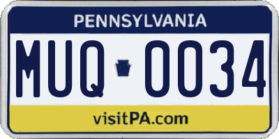 PA license plate MUQ0034