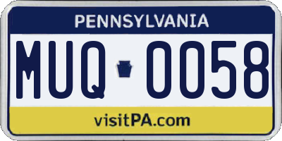 PA license plate MUQ0058