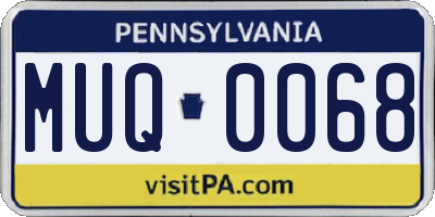 PA license plate MUQ0068