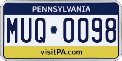 PA license plate MUQ0098