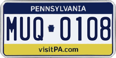 PA license plate MUQ0108