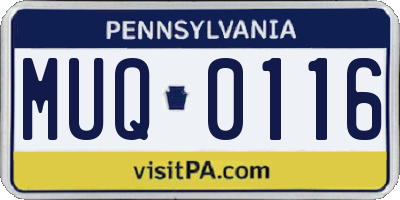 PA license plate MUQ0116