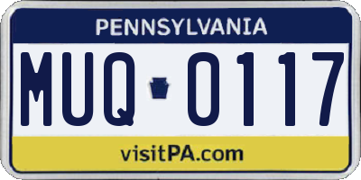 PA license plate MUQ0117