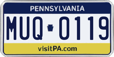 PA license plate MUQ0119