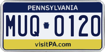 PA license plate MUQ0120