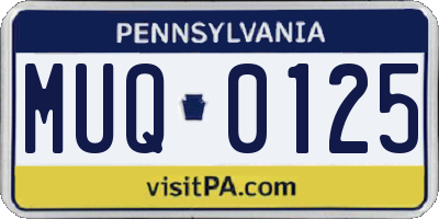 PA license plate MUQ0125