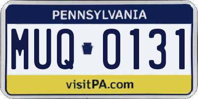 PA license plate MUQ0131