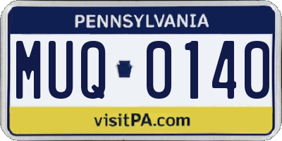 PA license plate MUQ0140