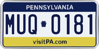 PA license plate MUQ0181