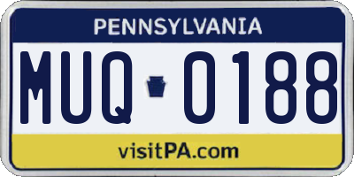 PA license plate MUQ0188