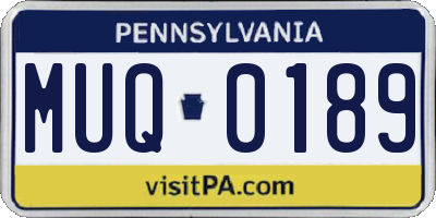 PA license plate MUQ0189