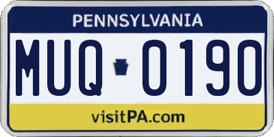 PA license plate MUQ0190