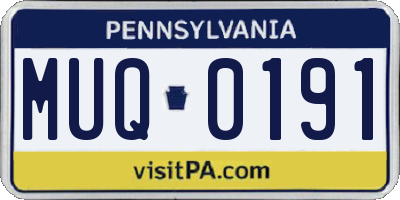 PA license plate MUQ0191