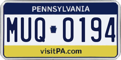 PA license plate MUQ0194