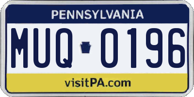 PA license plate MUQ0196