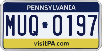 PA license plate MUQ0197