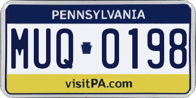 PA license plate MUQ0198