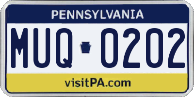 PA license plate MUQ0202